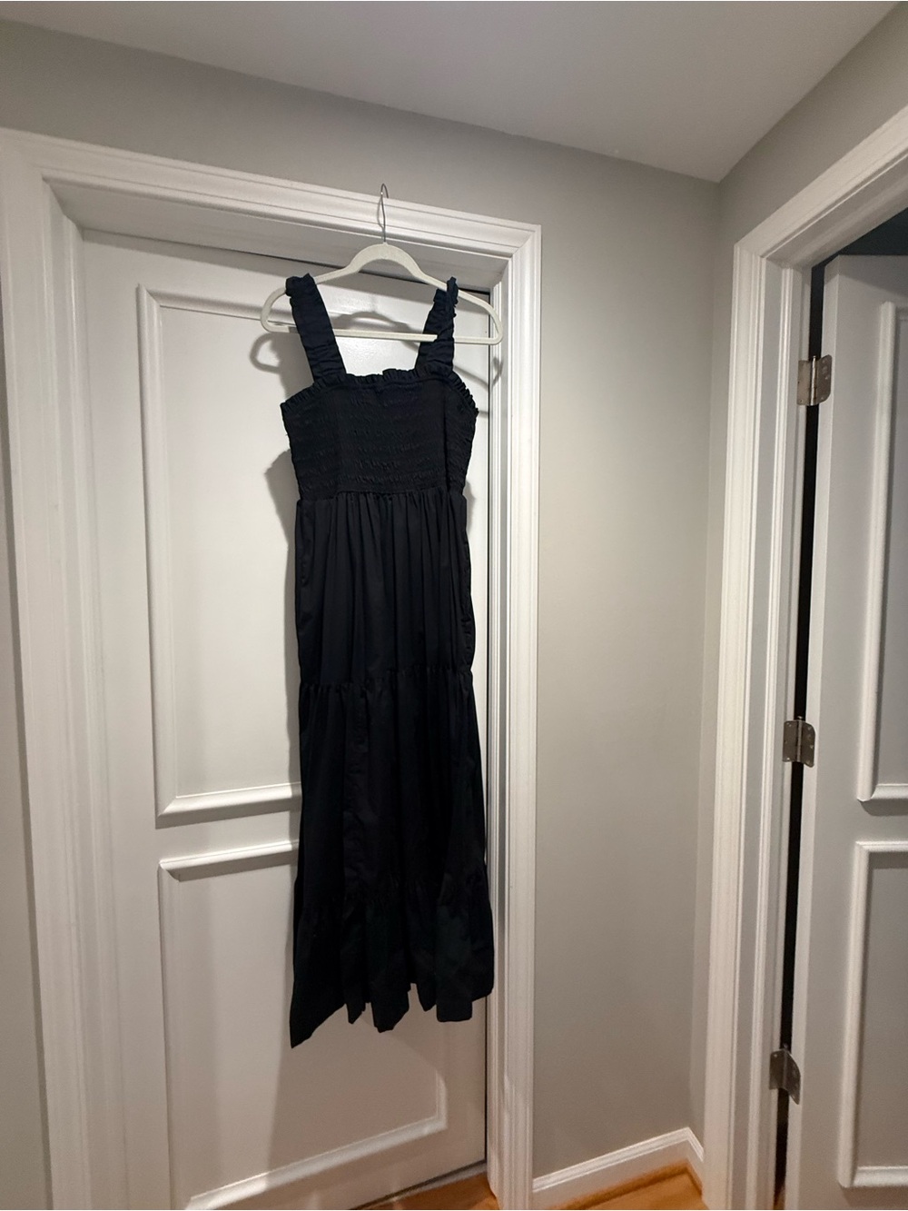 Abercrombie and Fitch Black Smocked Maxi Dress with Ruffled Straps XLP
